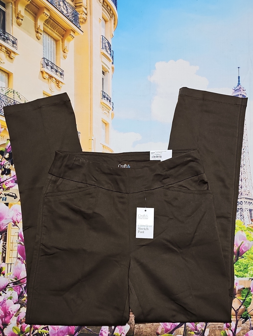 croft & barrow High Waist Brown EffortlessuStretch Pull-On Pants New Size 8